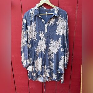 Free People Shake it Floral Blue Tunic Dress Top